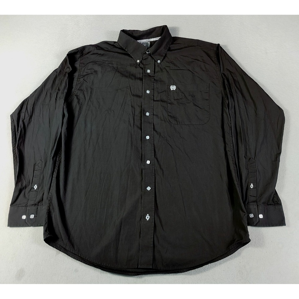 CINCH Men's Brown Western Button Down Shirt Long Sleeve Cotton Solid Cowboys Med